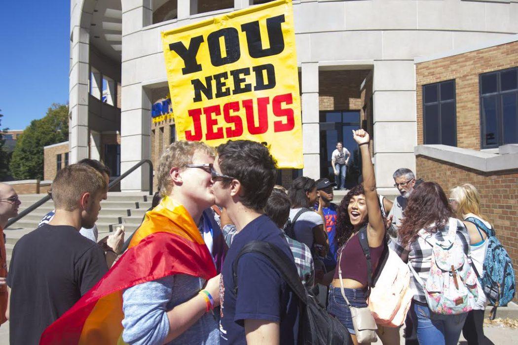 Anti Gay Protesters At Kent State University Fusion